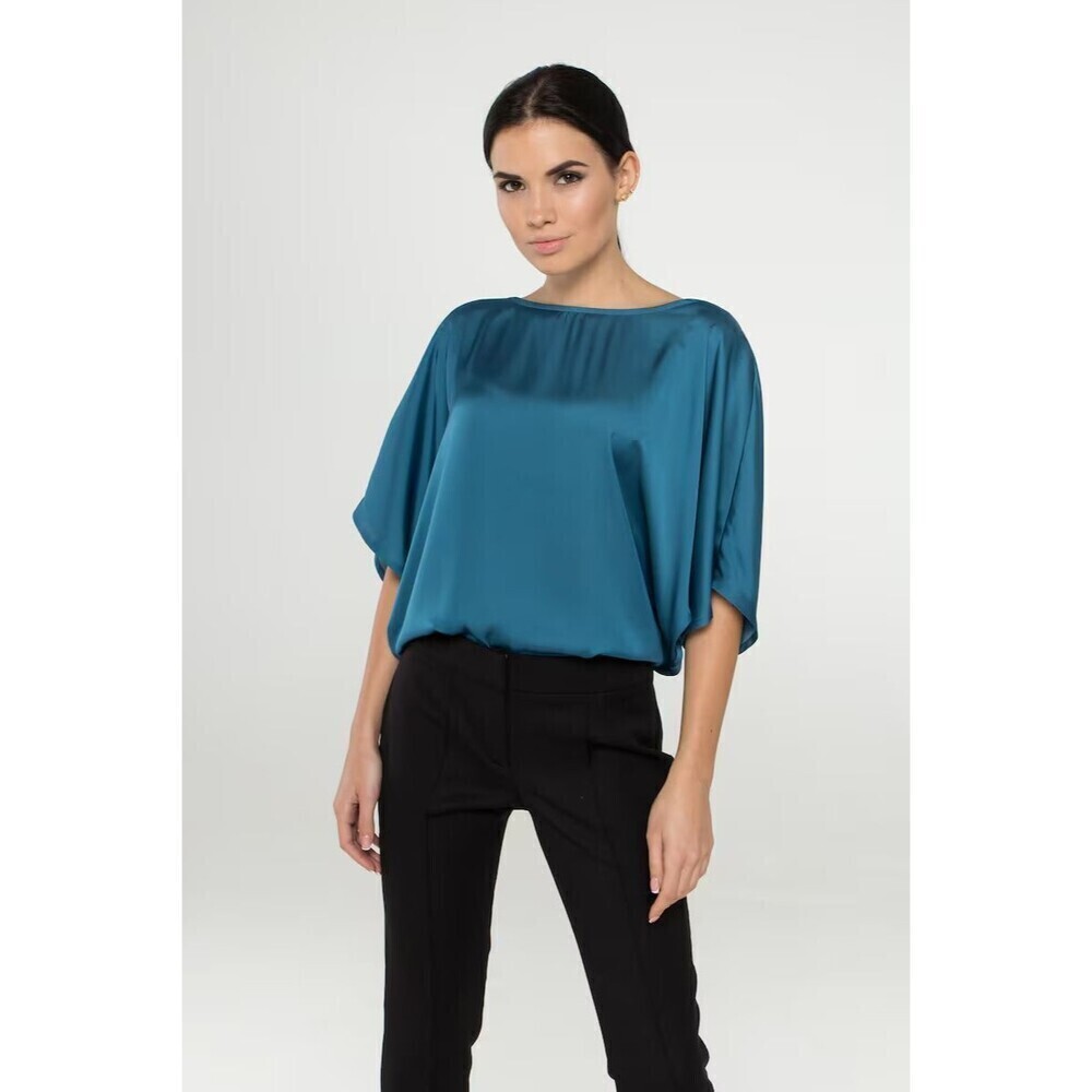white house black market women's kimono sleeve dolman blouse Silk teal size XXS